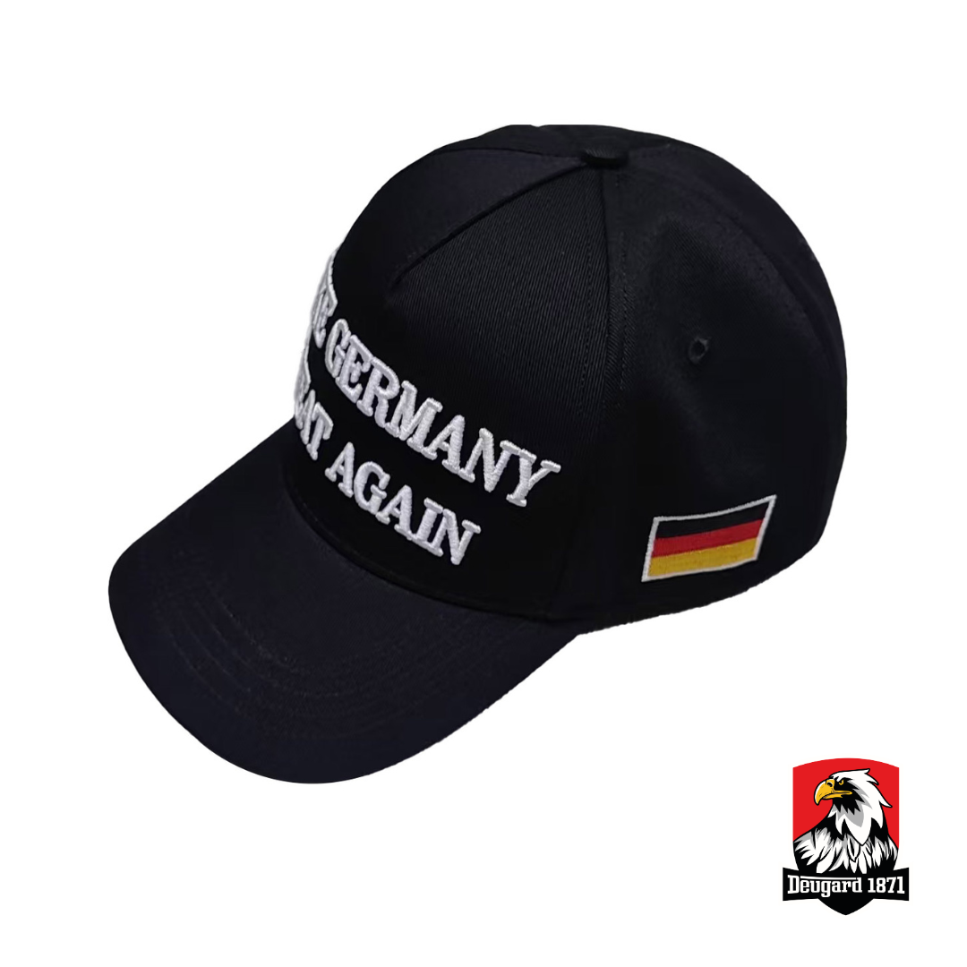 ⬛️🟥🟨"MAKE GERMANY GREAT AGAIN" schwarze Baseball Kappe weiße Schrift, Fahne schwarz-rot-gold