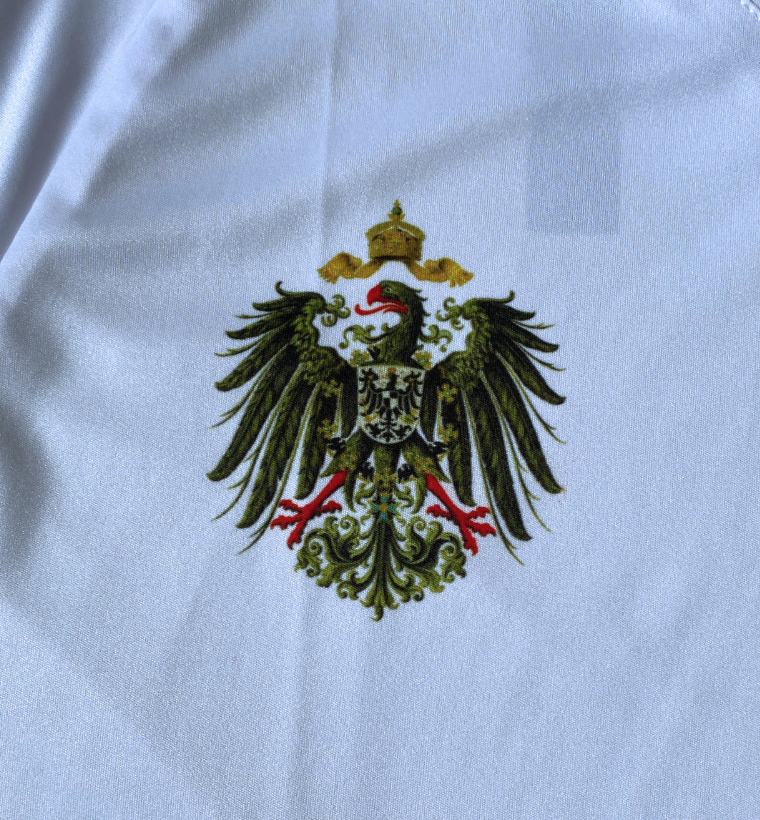 Fußball Trikot Kaiserreich in weiß, kleiner Adler mit schwarz-weiß-roten Streifen, Deutsches Reich