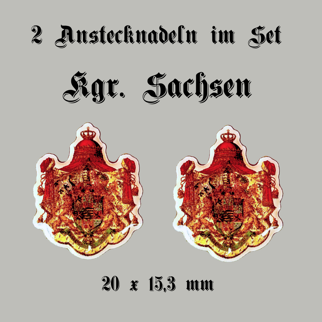 Anstecknadel Wappen Königreich Sachsen, 2er Set