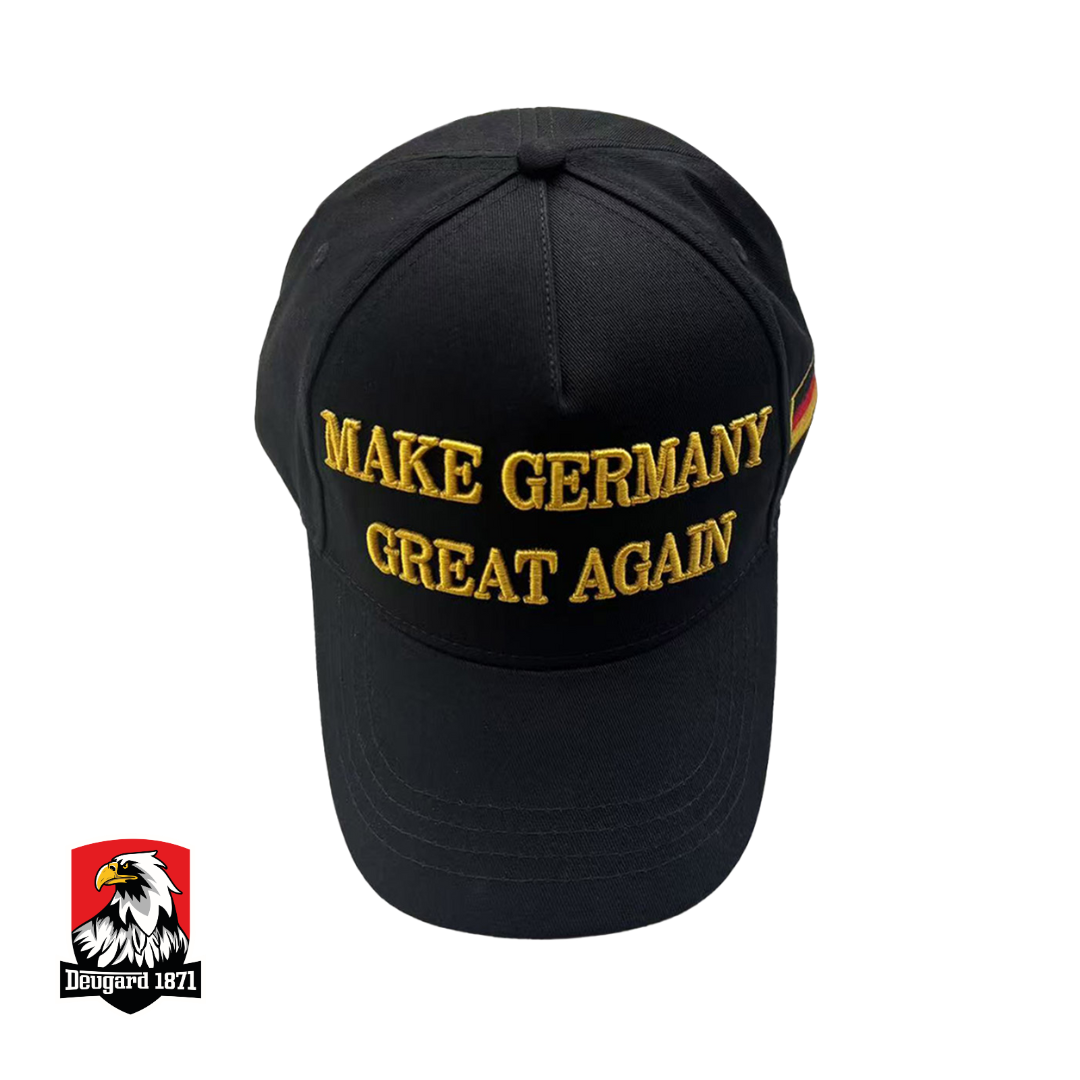 ⬛️🟥🟨"MAKE GERMANY GREAT AGAIN" schwarze Baseball Kappe goldene Schrift, Fahne schwarz-rot-gold