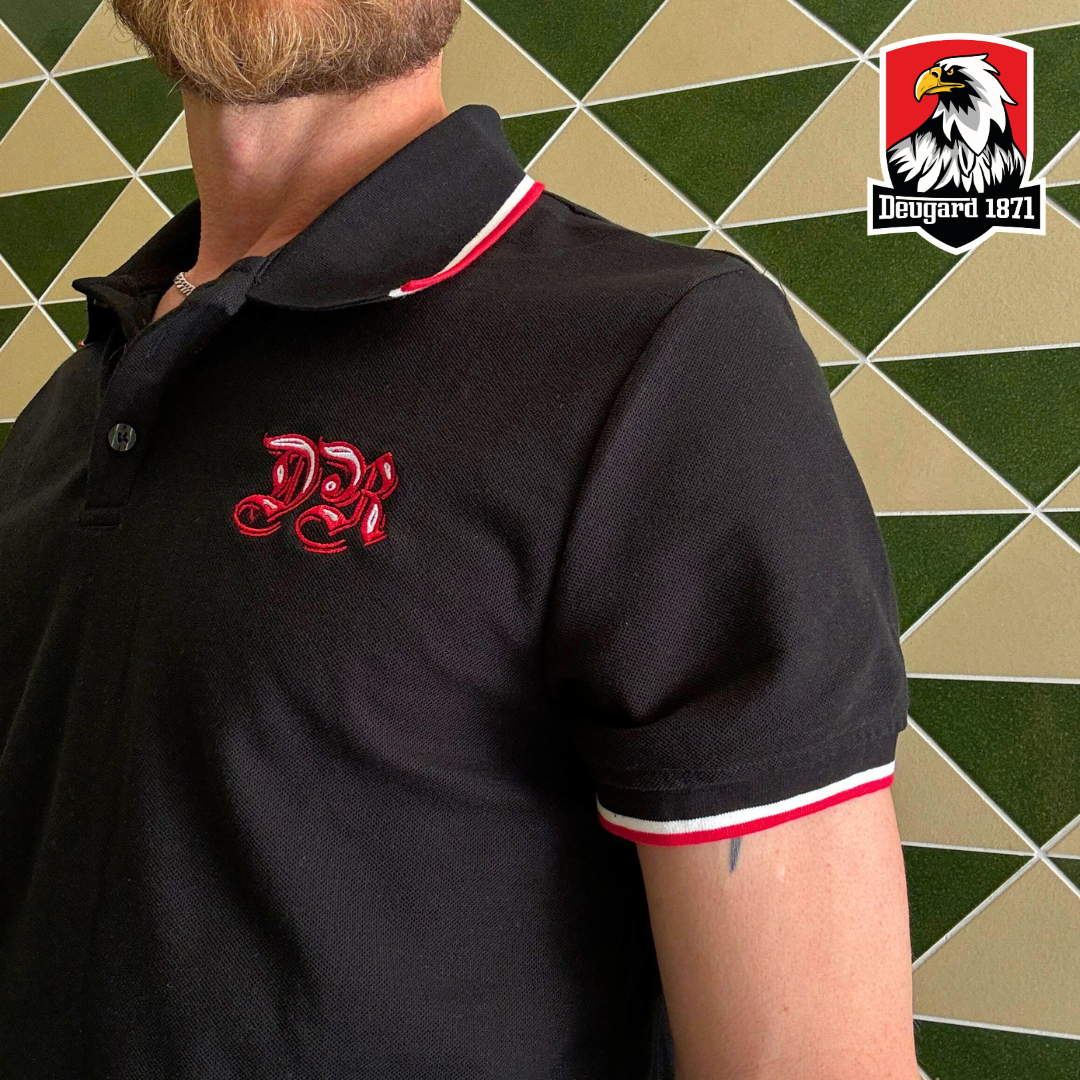 Schwarzes Polo Shirt Deutsches Reich mit DR Stickerei, Deutsches Kaiserreich