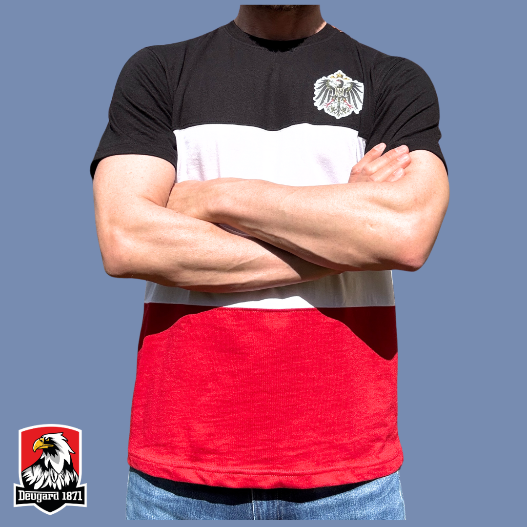 T-Shirt schwarz-weiß-rot gestreift