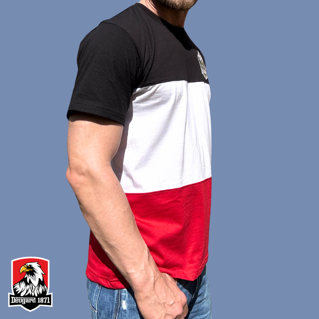 T-Shirt schwarz-weiß-rot gestreift