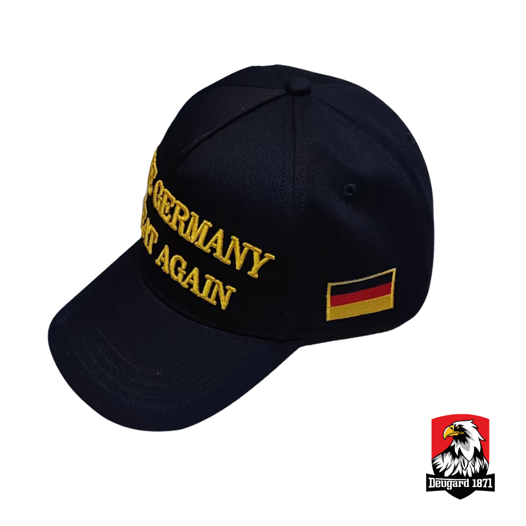 ⬛️🟥🟨"MAKE GERMANY GREAT AGAIN" schwarze Baseball Kappe goldene Schrift, Fahne schwarz-rot-gold