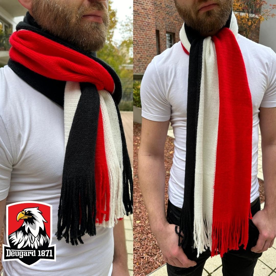 Winterschal 160 cm lang, 48 cm breit, Deutschland, schwarz weiß rot gestreift, Deutsches Reich, Deutsches Kaiserreich, 1871,