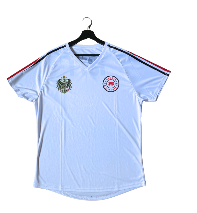 Fußball Trikot Kaiserreich in weiß, kleiner Adler mit schwarz-weiß-roten Streifen, Deutsches Reich