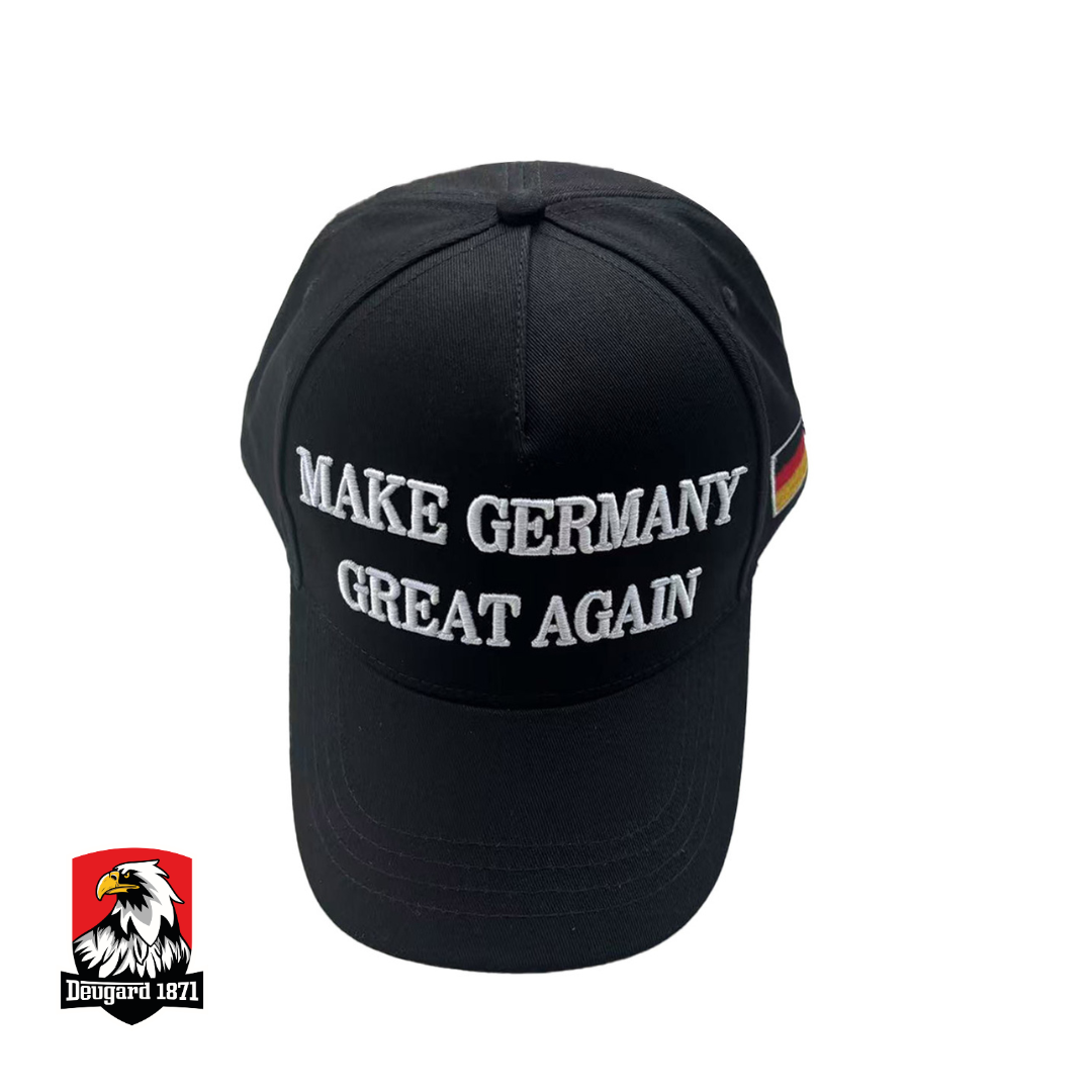 ⬛️🟥🟨"MAKE GERMANY GREAT AGAIN" schwarze Baseball Kappe weiße Schrift, Fahne schwarz-rot-gold