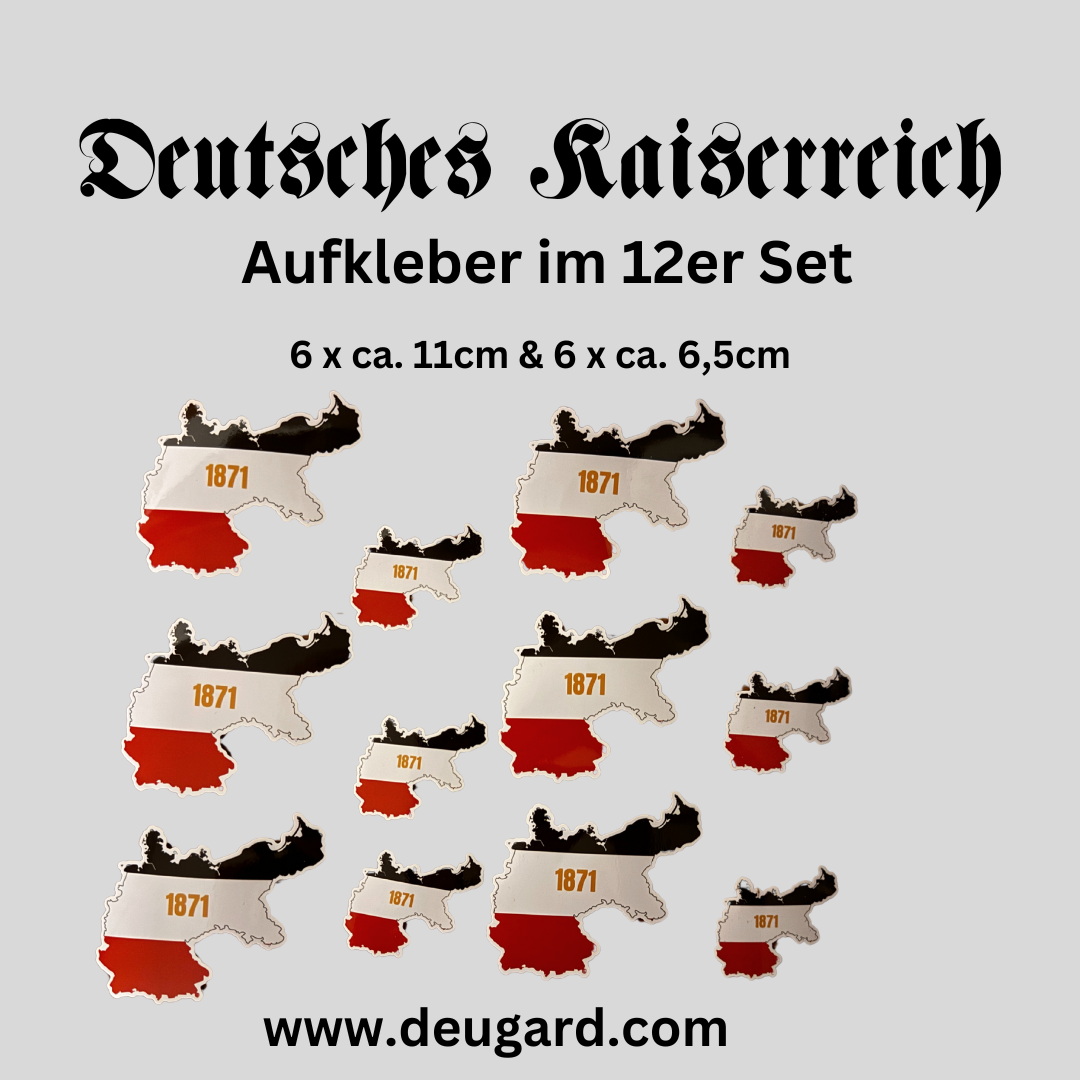 Aufkleber Landkarte Deutsches Kaiserreich, konturgeschnitten im 12er Set