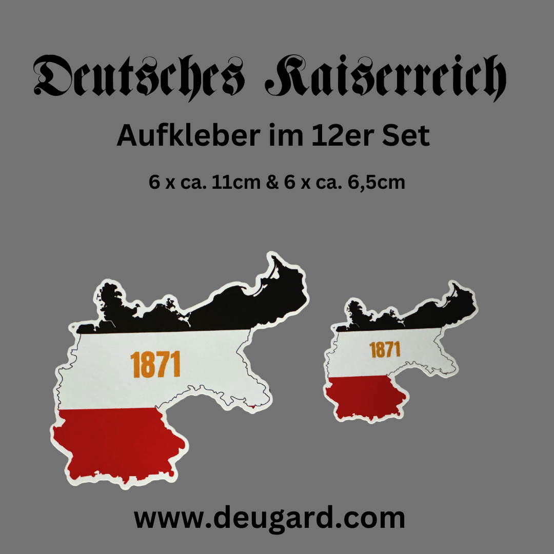 Aufkleber Landkarte Deutsches Kaiserreich, konturgeschnitten im 12er Set