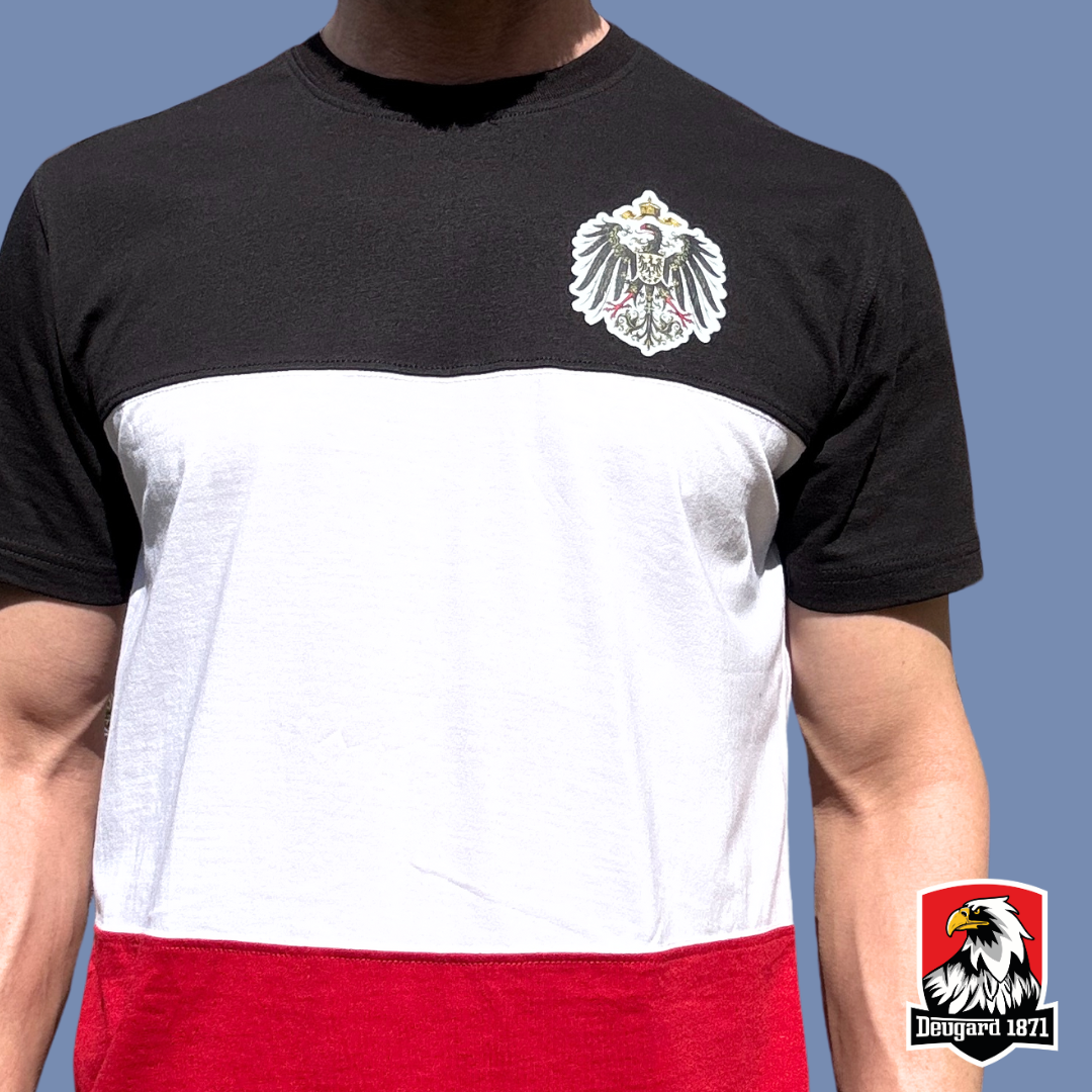 T-Shirt schwarz-weiß-rot gestreift