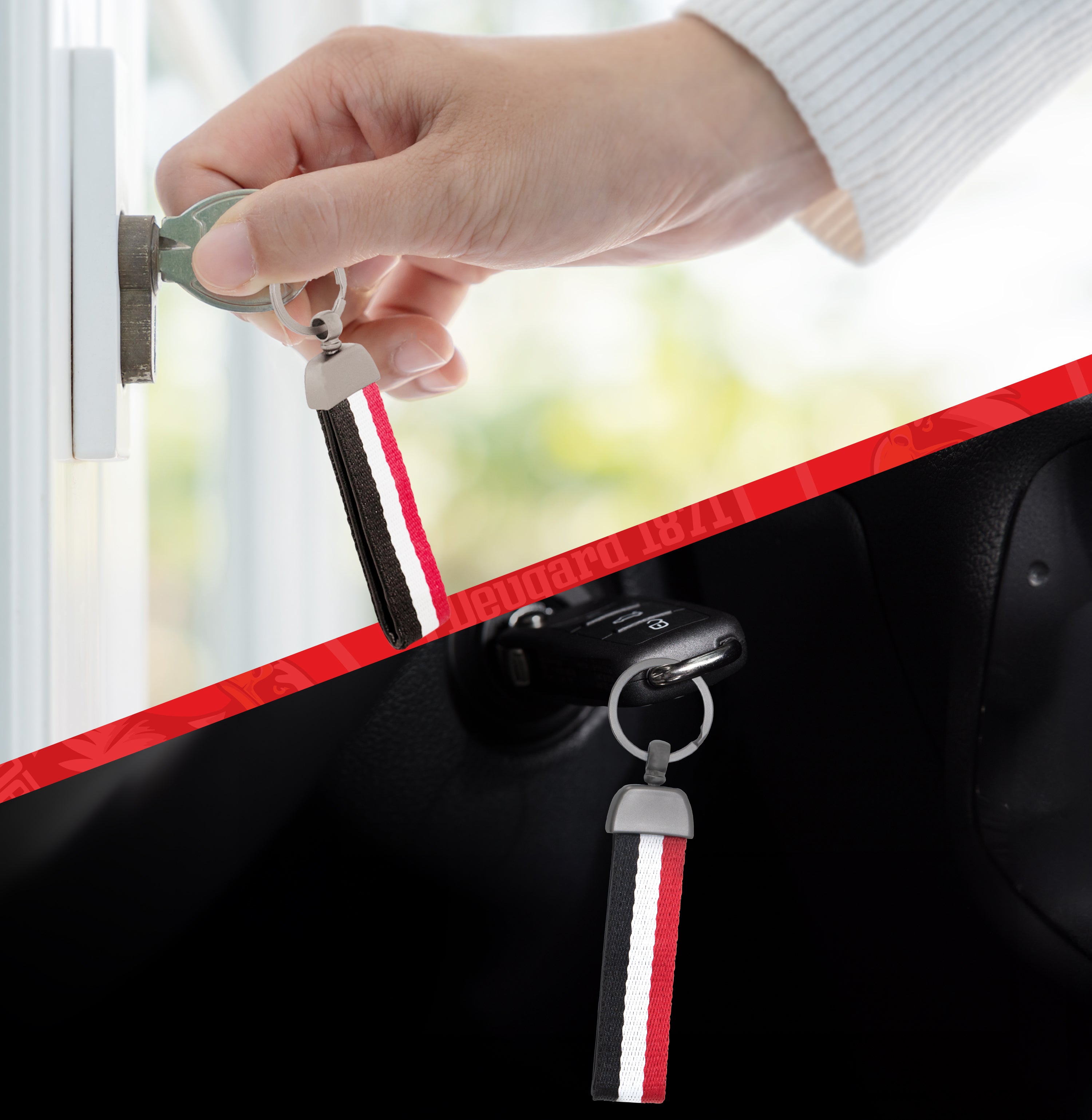 Exklusiver Schlüsselanhänger mit gewebtem Band