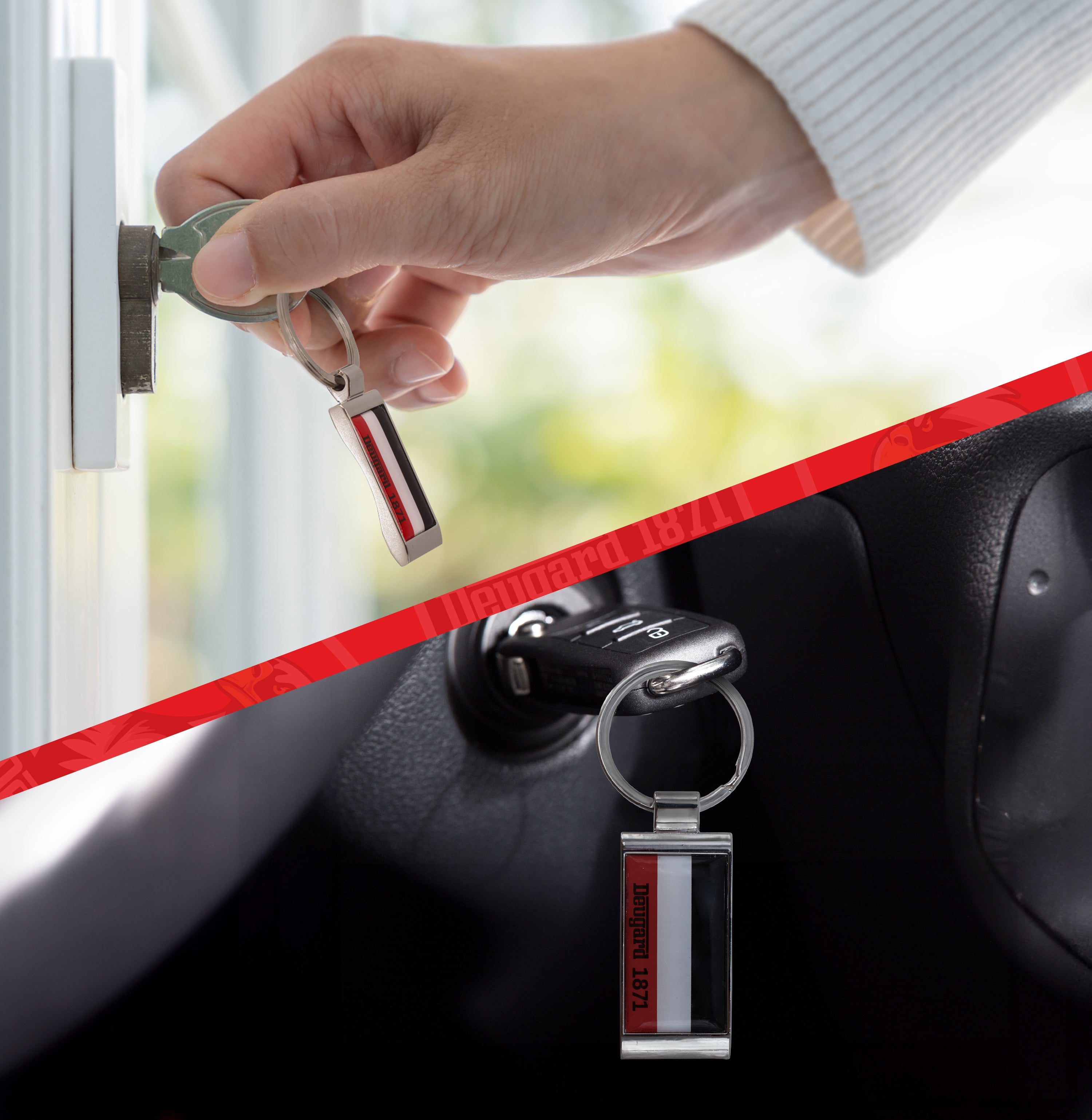 Schlüsselanhänger aus Metall mit Silikonpatch in schwarz-weiß-rot, Deutsches Kaiserreich