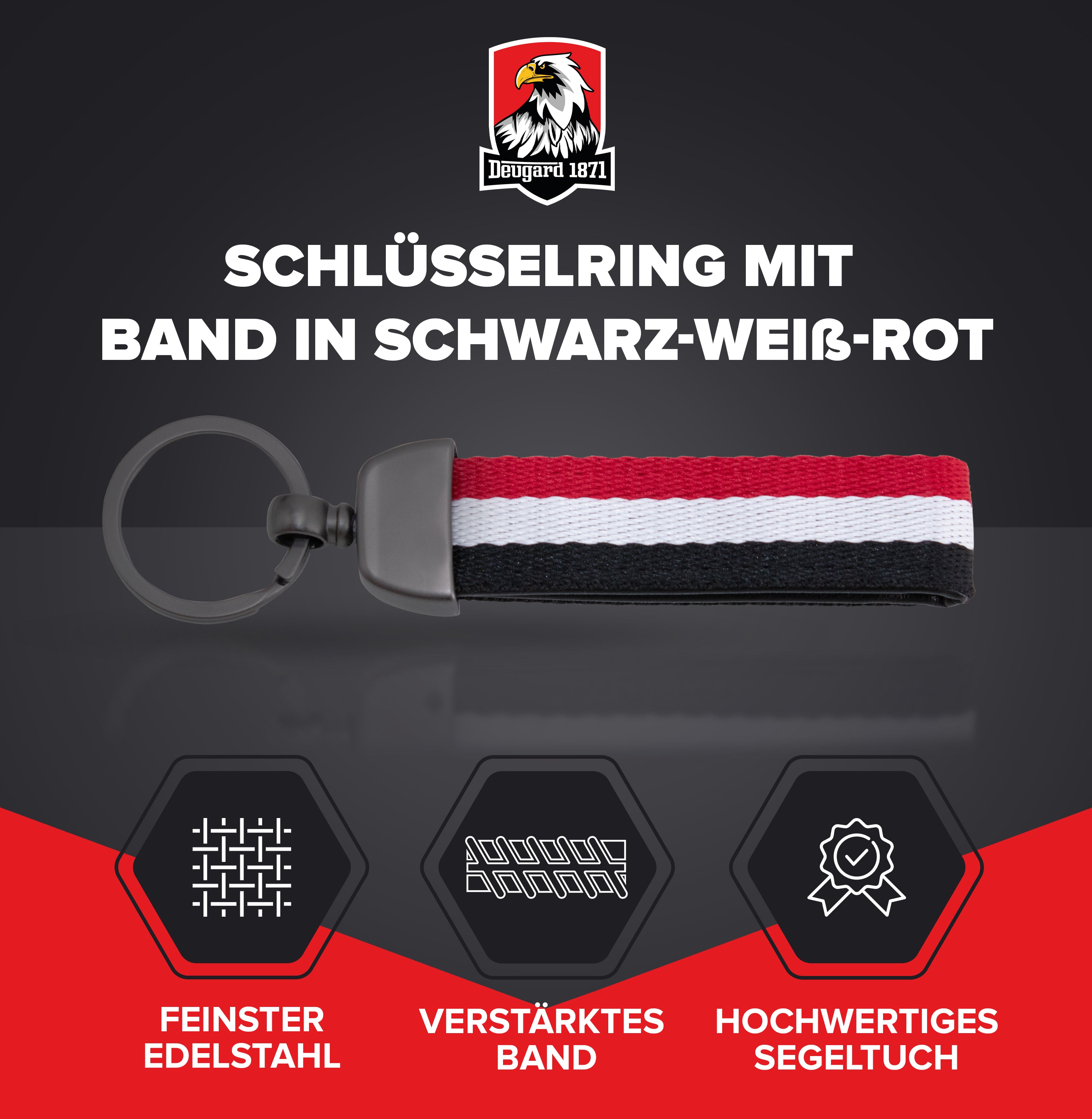 Exklusiver Schlüsselanhänger mit gewebtem Band