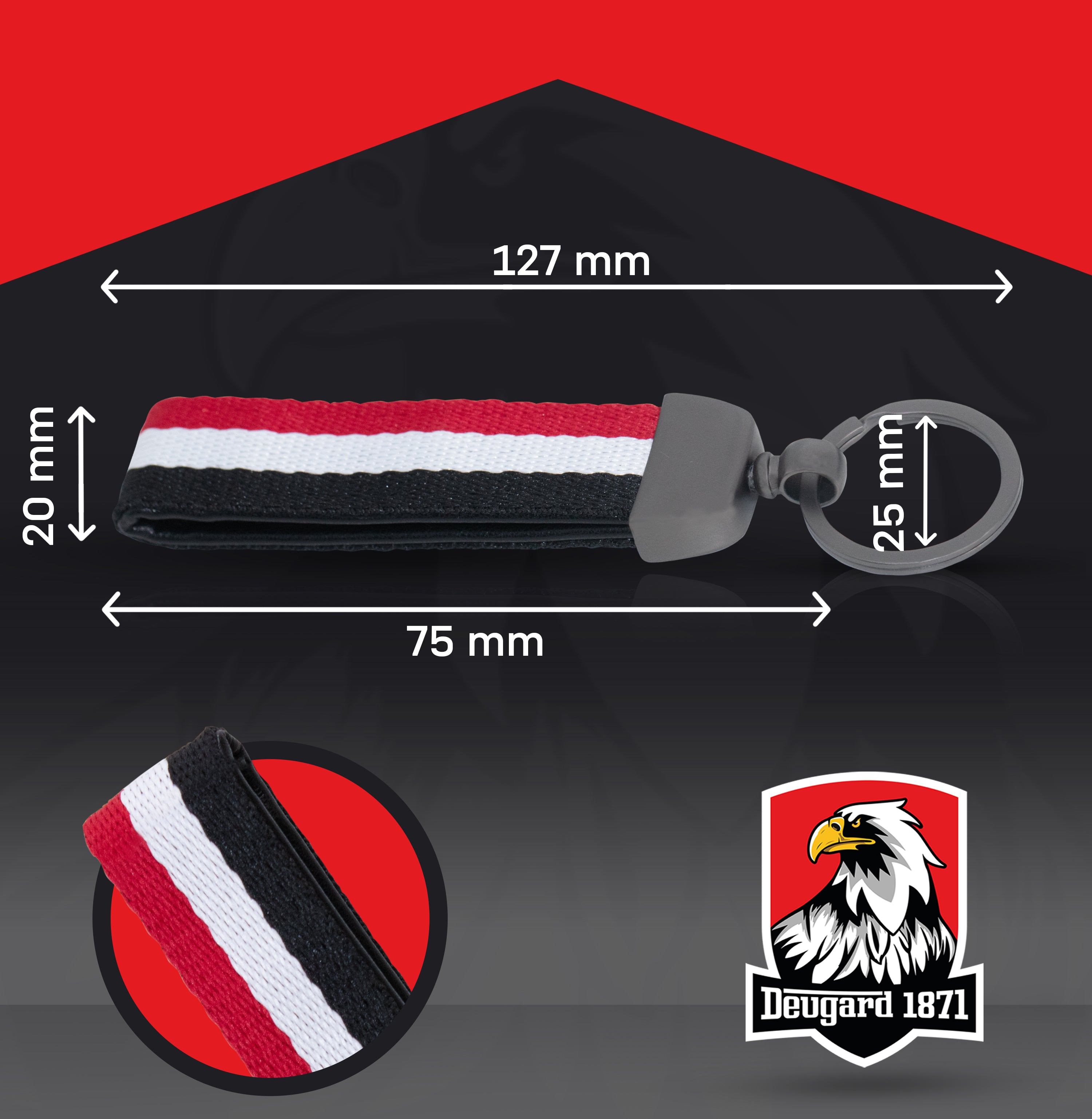 Exklusiver Schlüsselanhänger mit gewebtem Band