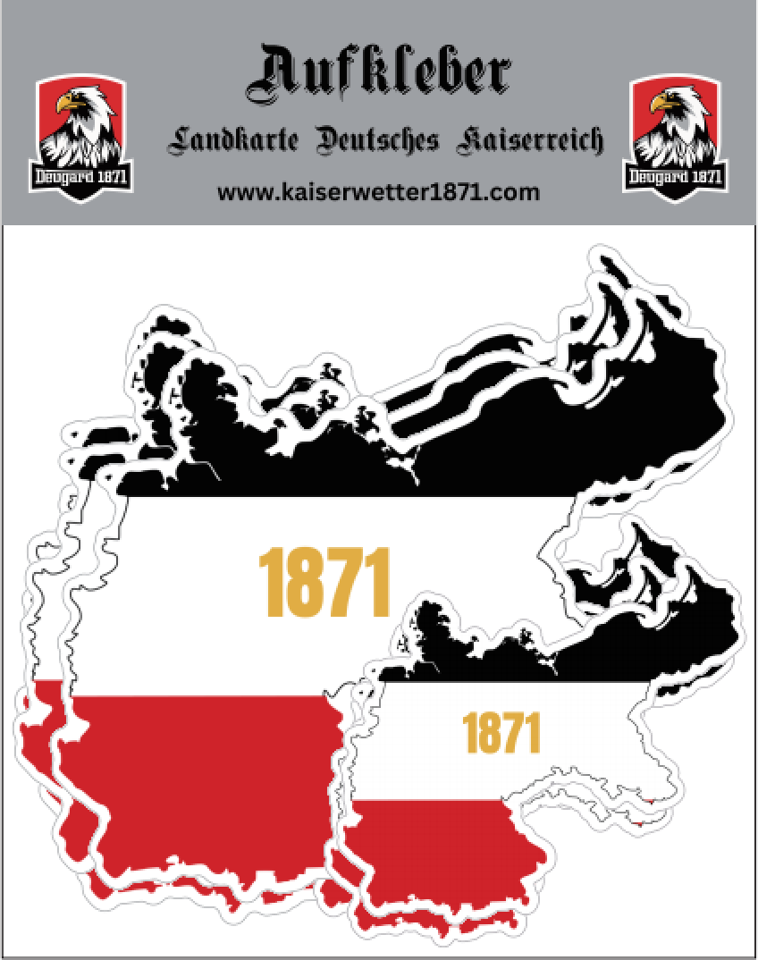 Aufkleber Landkarte Deutsches Kaiserreich, konturgeschnitten im 12er Set