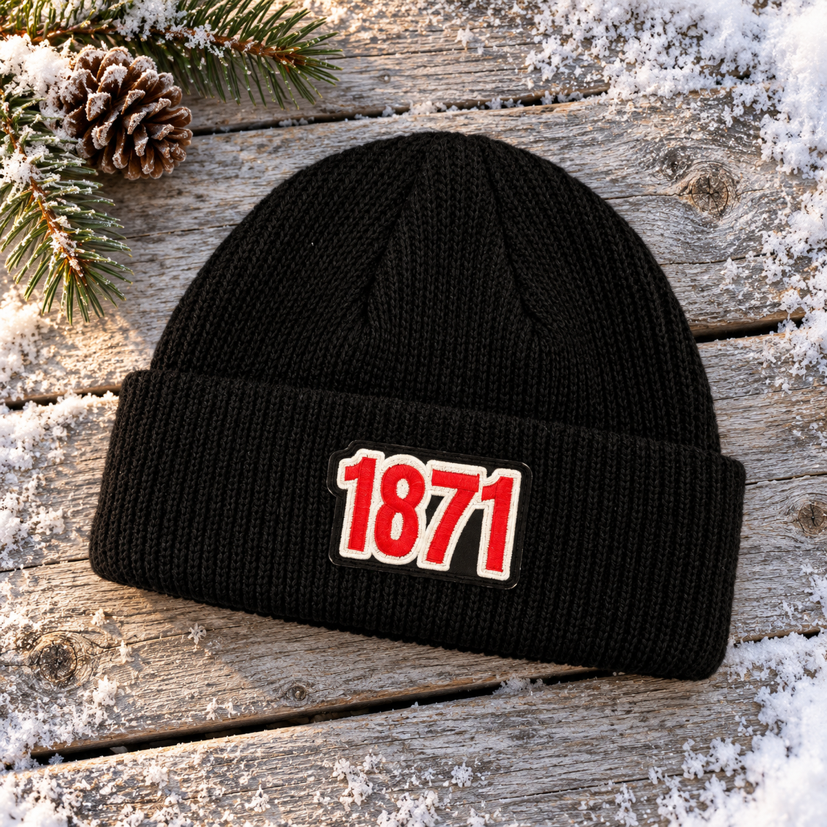 Wintermütze schwarz mit Aufnäher 1871