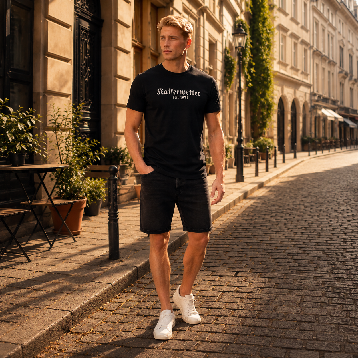 T-Shirt schwarz Stickerei Kaiserwetter seit 1871
