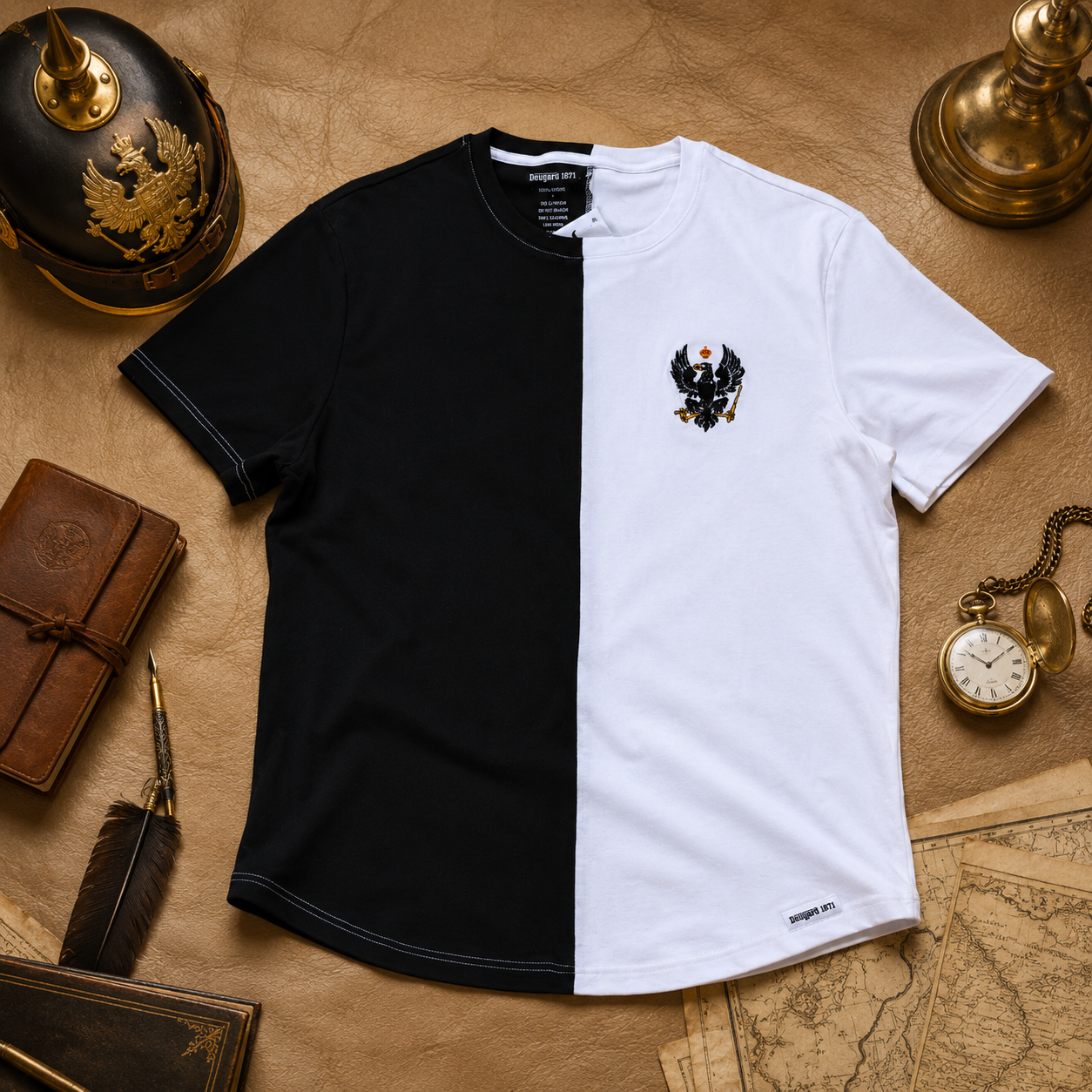Preußen T-Shirt schwarz-weiß mit Adler Kgr. Preußen