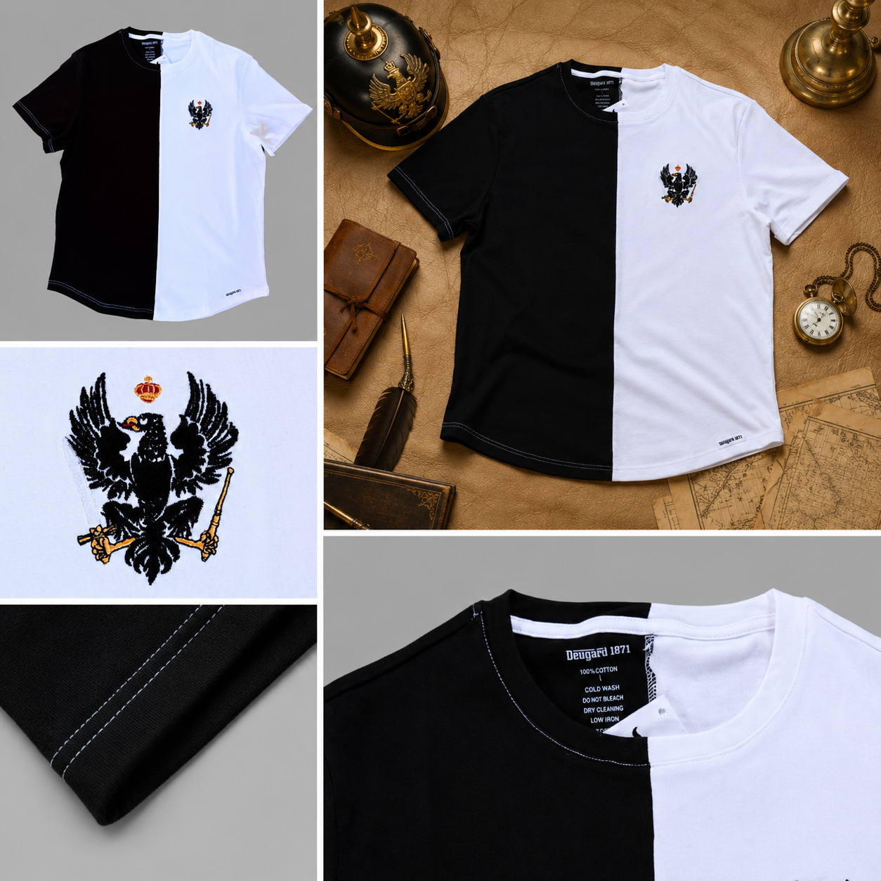 Preußen T-Shirt schwarz-weiß mit Adler Kgr. Preußen