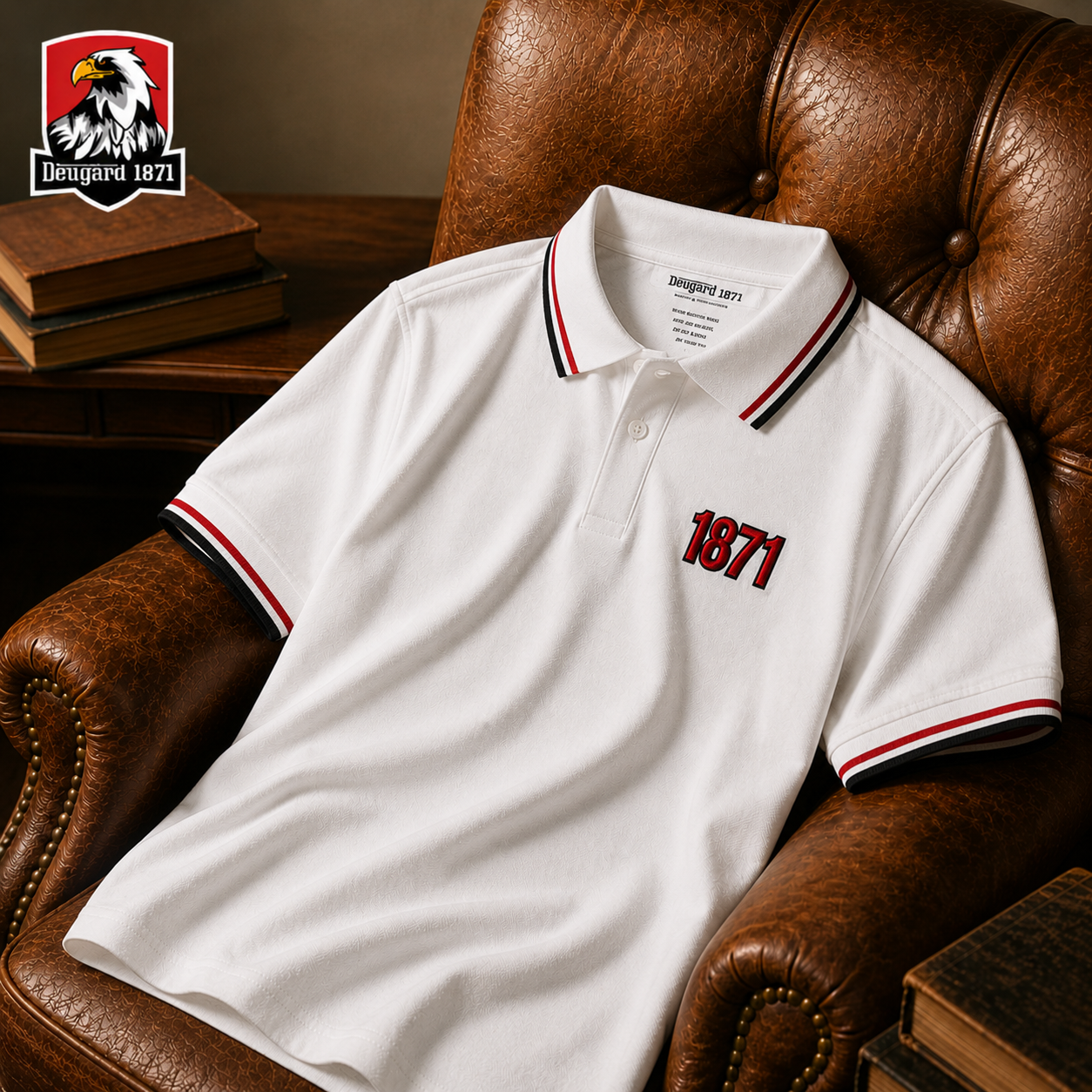 Weißes Polo Shirt mit 1871 Stickerei, Deutsches Kaiserreich