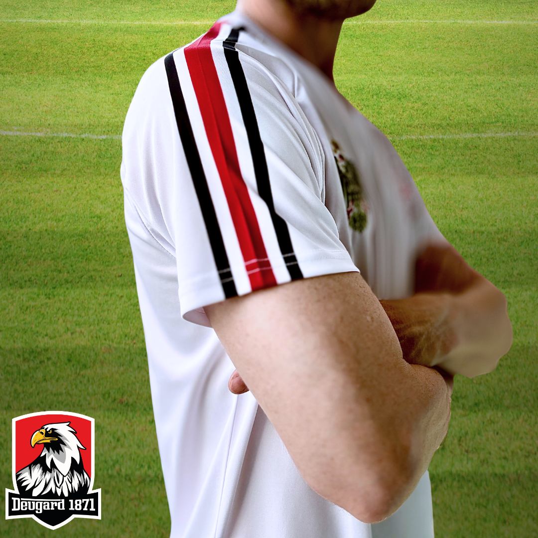 Fußball Trikot Kaiserreich in weiß, kleiner Adler mit schwarz-weiß-roten Streifen, Deutsches Reich