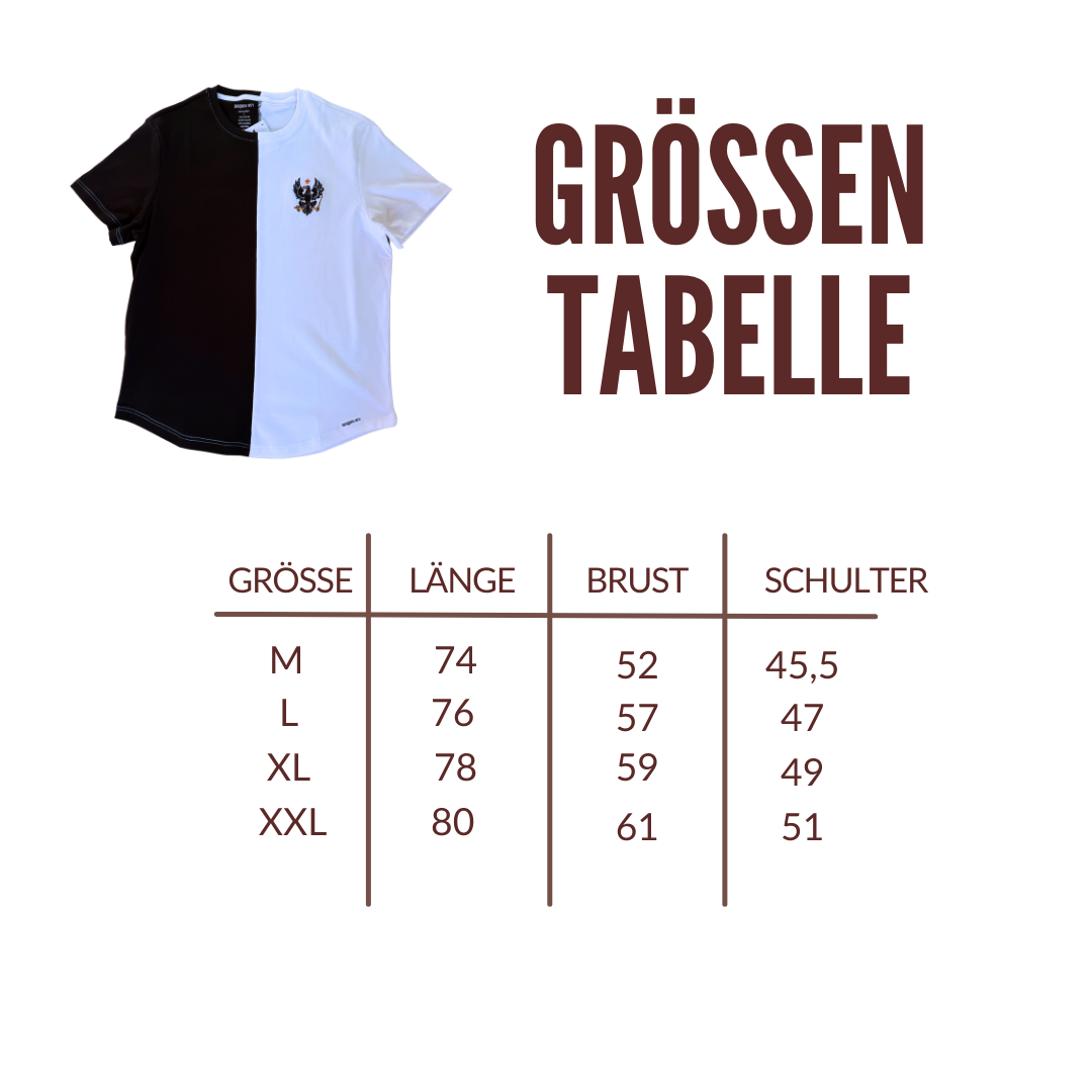 T-Shirt Preußen in schwarz-weiß mit hochwertiger Stickerei Adler Königreich Preußen aufgestickt