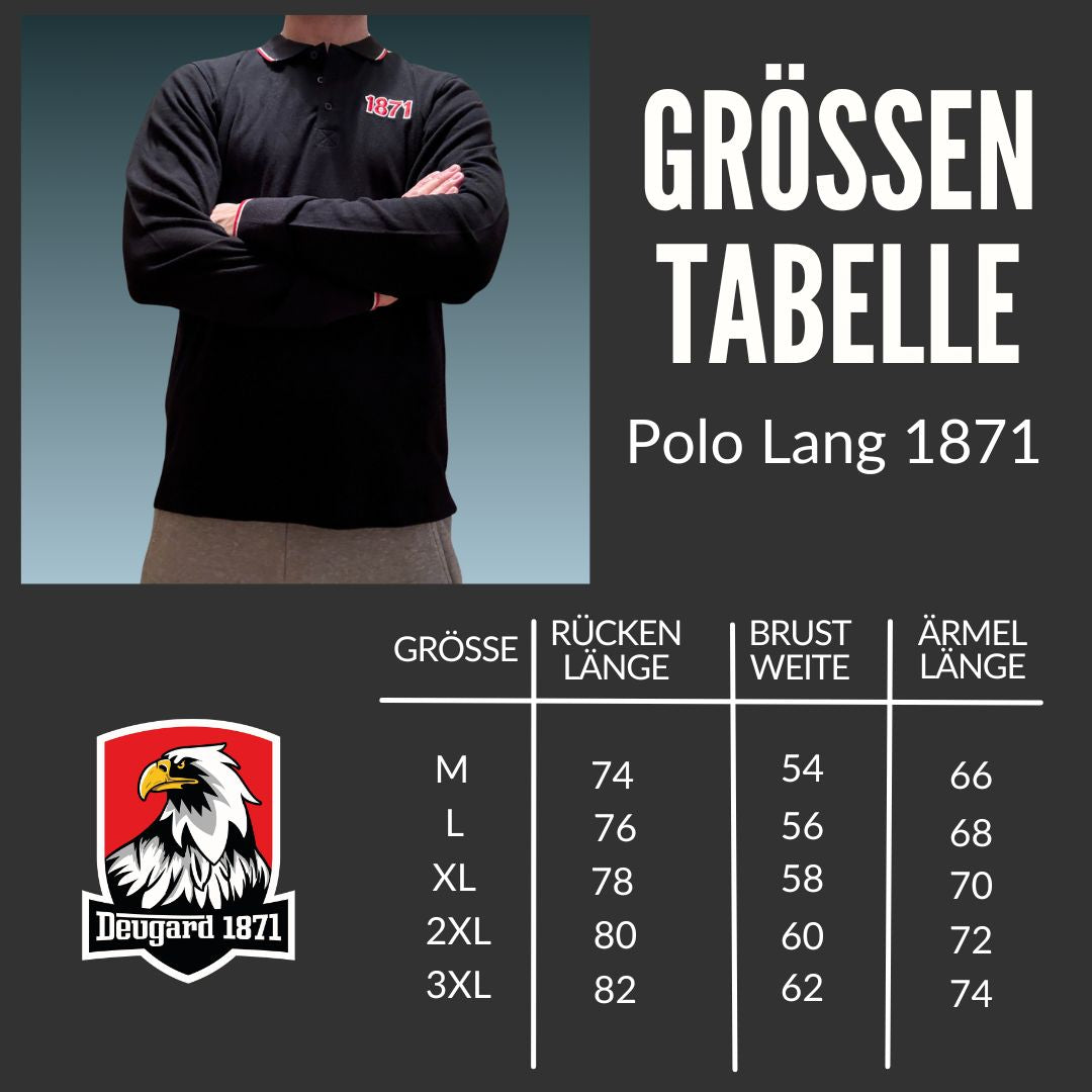 Schwarzes Polo langarm 1871 mit Stickerei