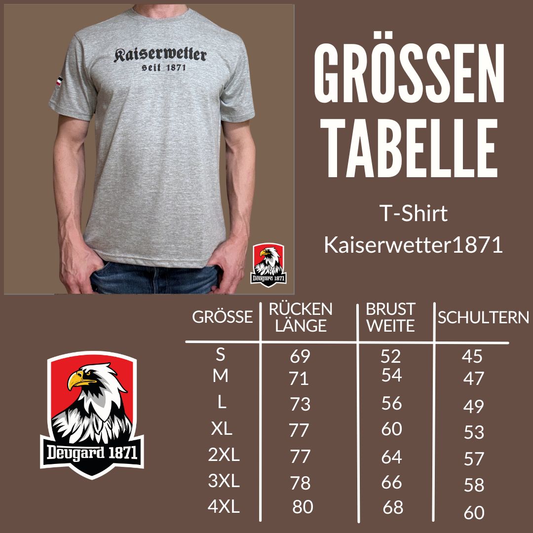 T-Shirt grau, schwarzer Aufdruck Kaiserwetter 1871