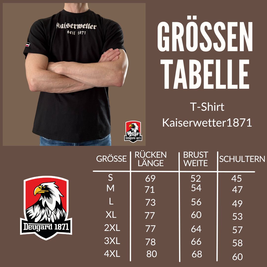 T-Shirt schwarz, weißer Aufdruck Kaiserwetter 1871