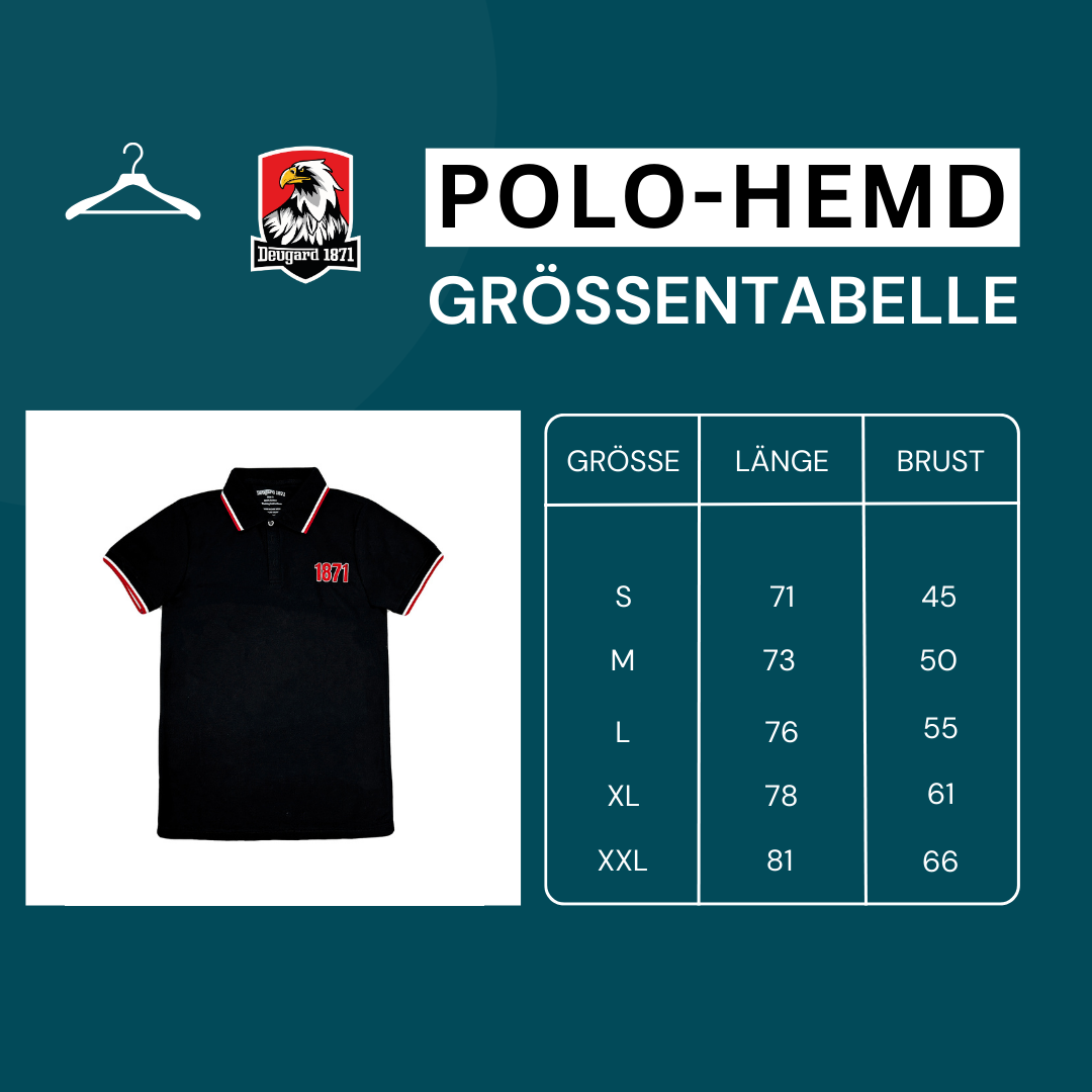 Schwarzes Polo Shirt mit 1871 Stickerei, Deutsches Reich
