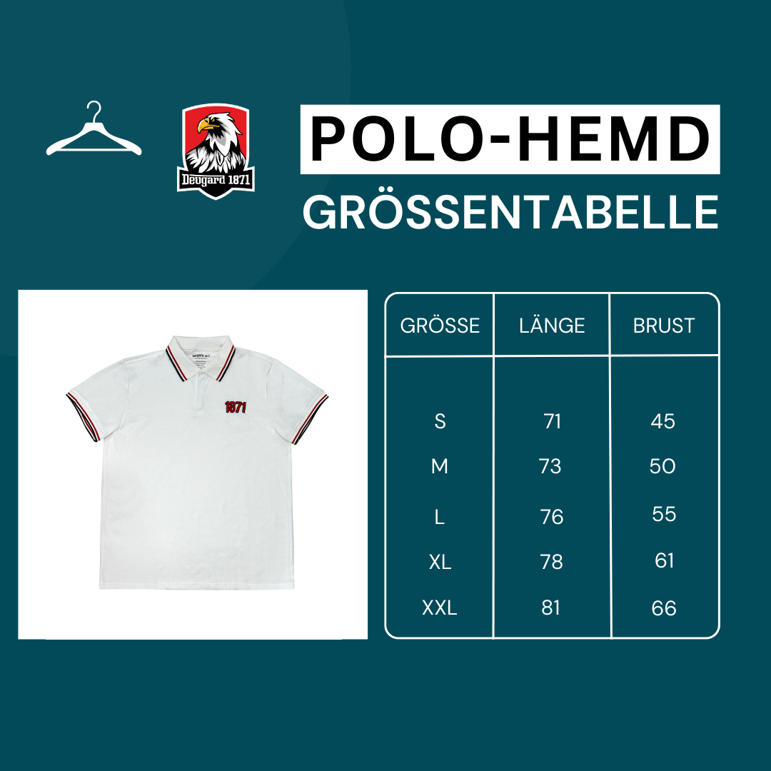 Weißes Polo Shirt mit 1871 Stickerei, Deutsches Kaiserreich