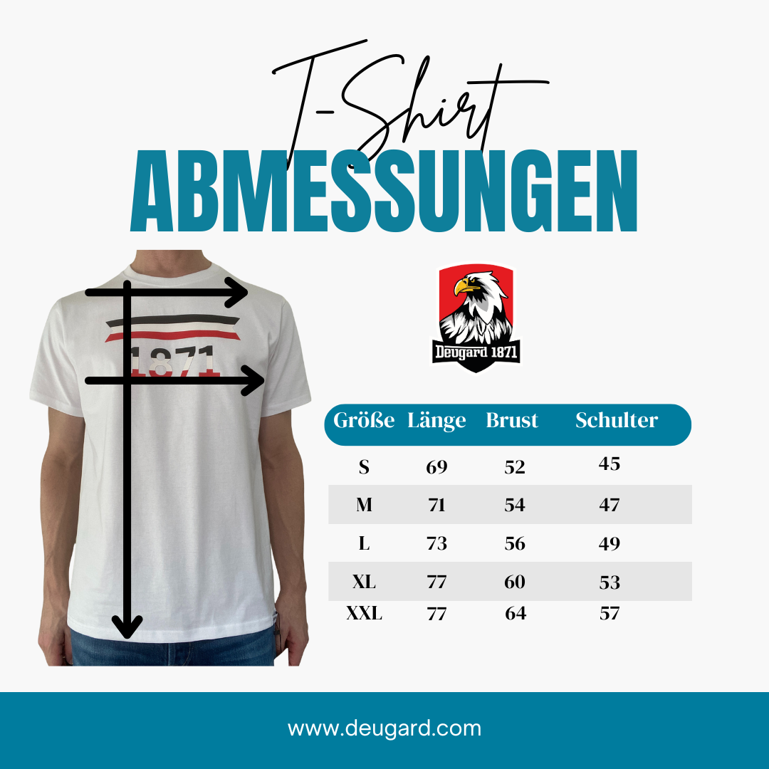 T-Shirt weiß 1871 mit Slikonaufdruck Flagge Deutsches Reich