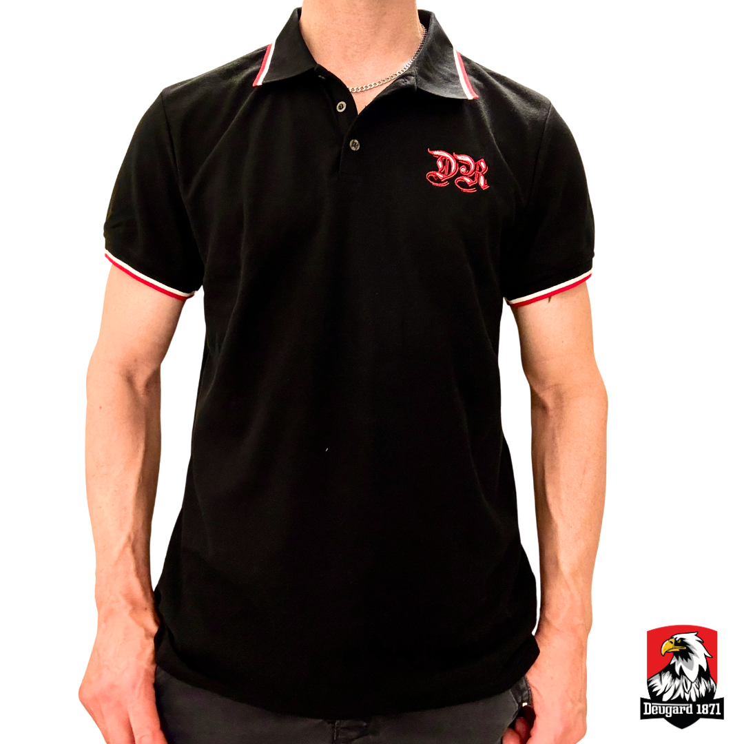 Schwarzes Polo Shirt Deutsches Reich mit DR Stickerei, Deutsches Kaiserreich
