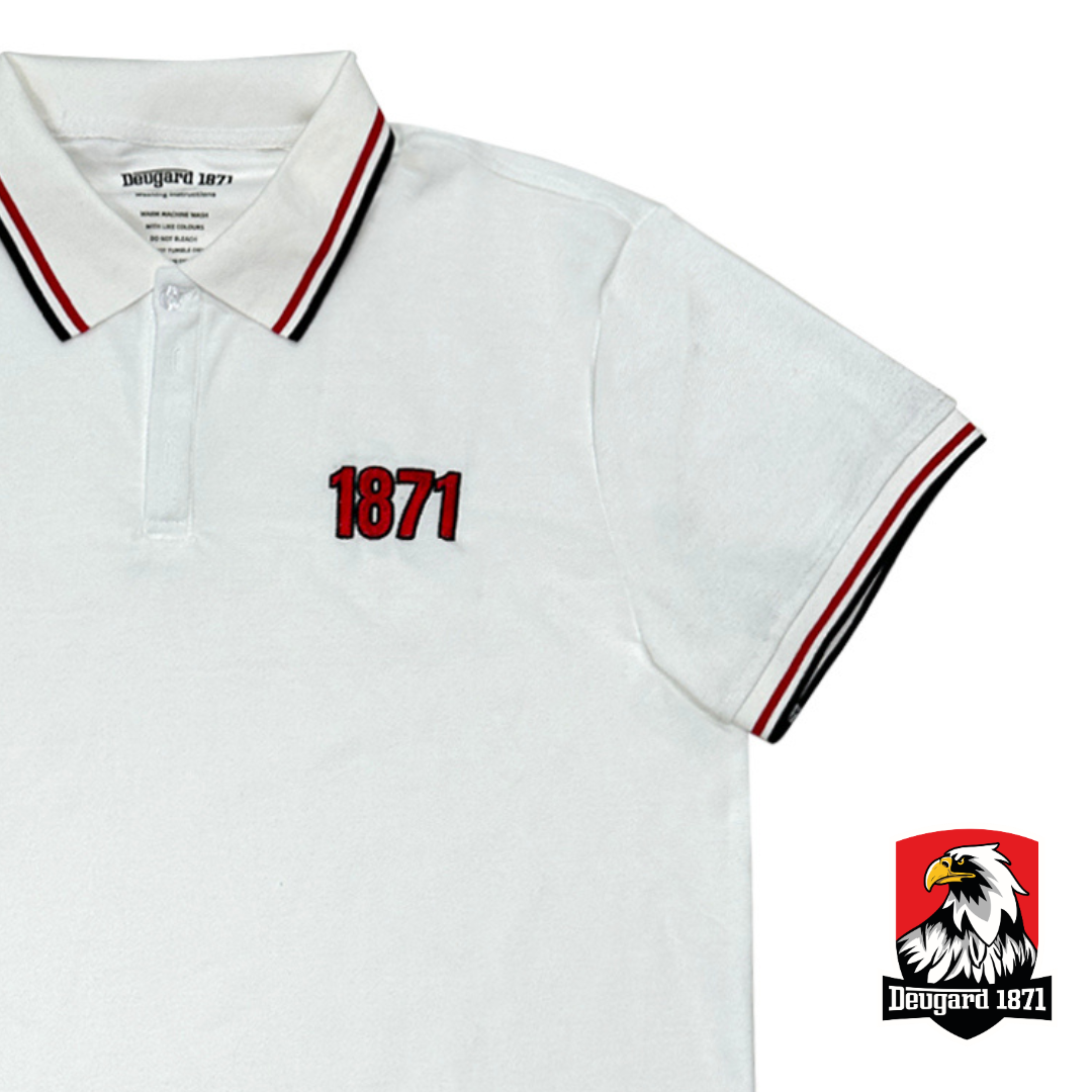 Weißes Polo Shirt mit 1871 Stickerei, Deutsches Kaiserreich