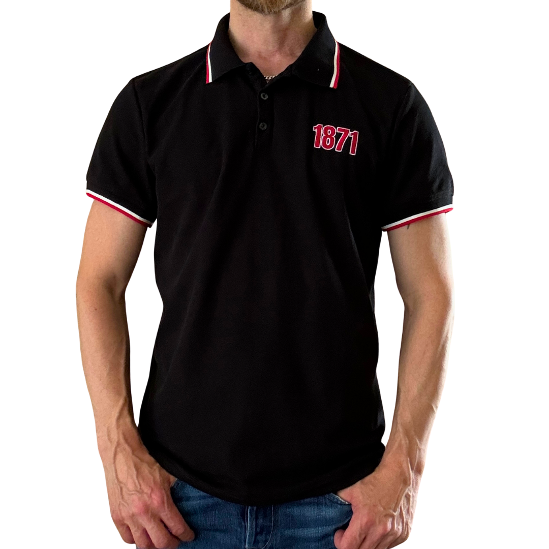 Schwarzes Polo Shirt mit 1871 Stickerei, Deutsches Reich