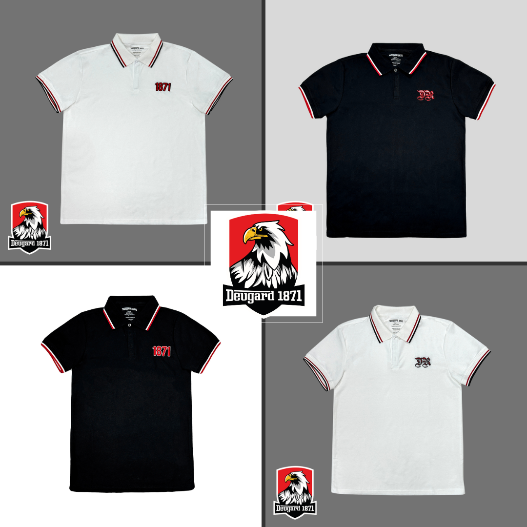 Weißes Polo Shirt mit 1871 Stickerei, Deutsches Kaiserreich