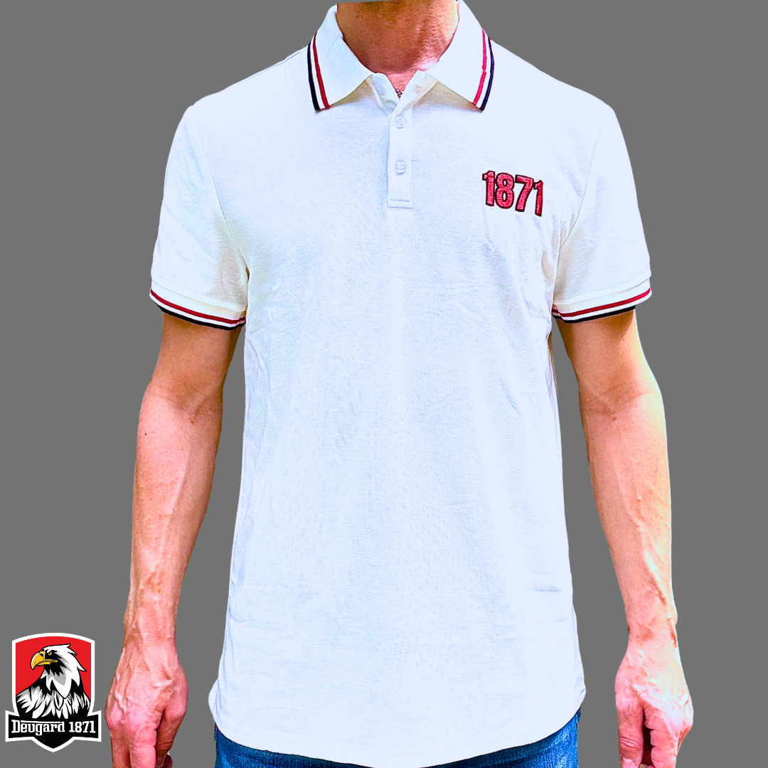 Weißes Polo Shirt mit 1871 Stickerei, Deutsches Kaiserreich