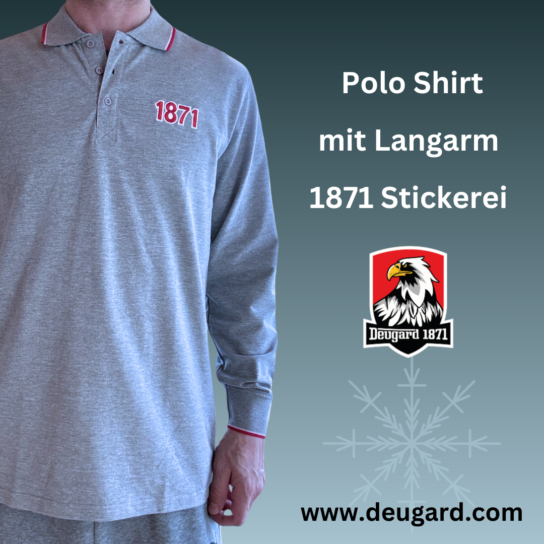 Graues Polo langarm 1871 mit Stickerei