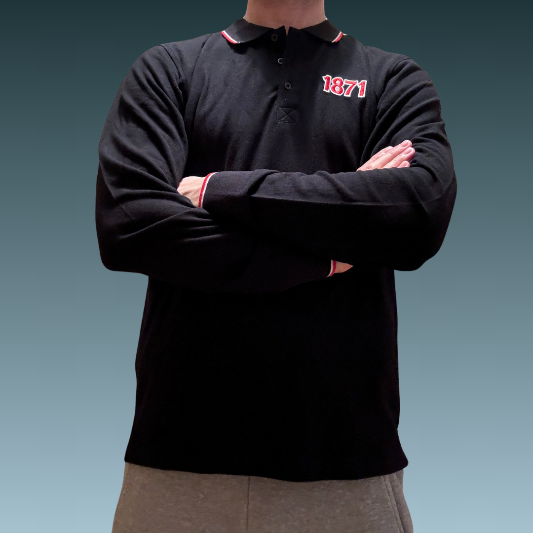 Schwarzes Polo langarm 1871 mit Stickerei