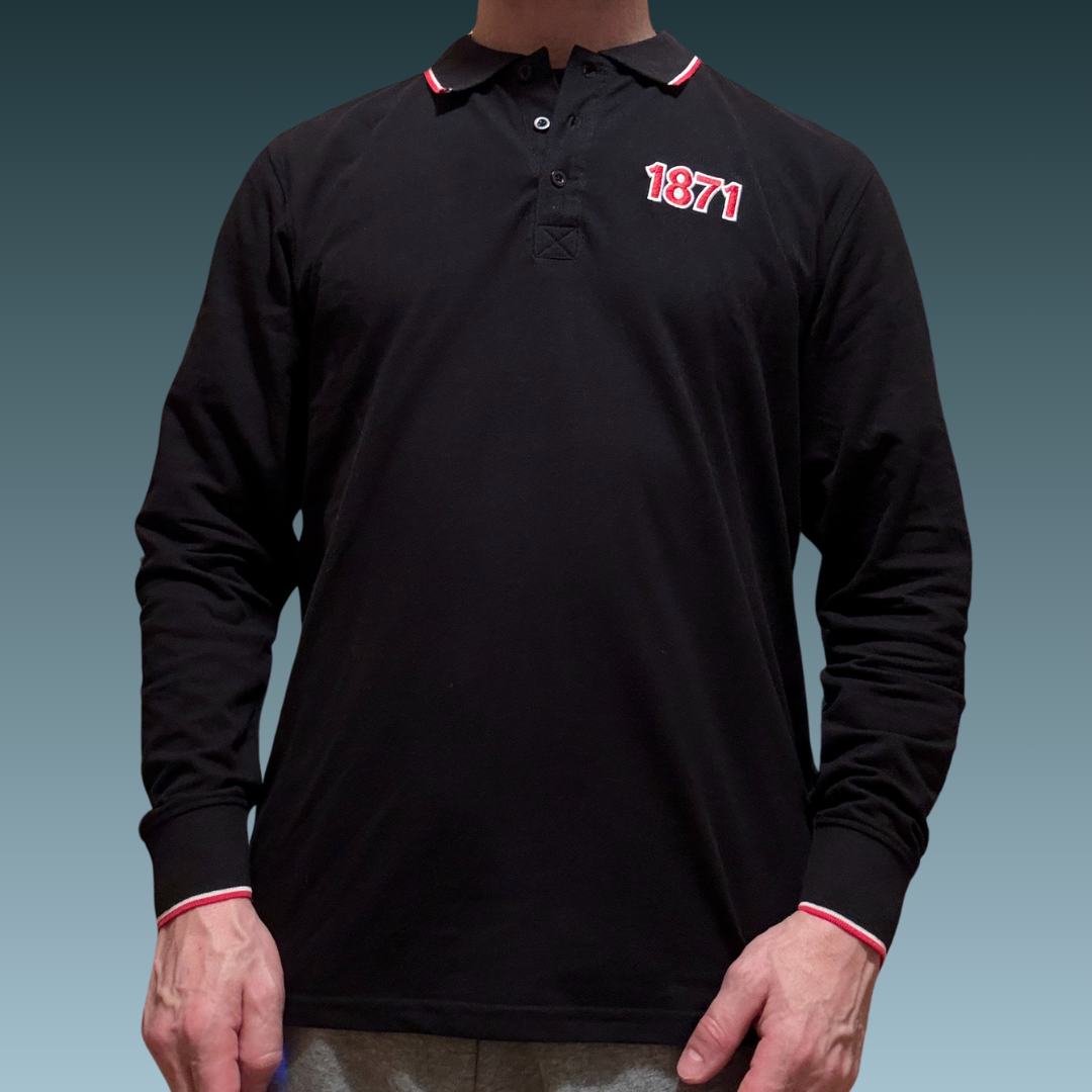 Schwarzes Polo langarm 1871 mit Stickerei