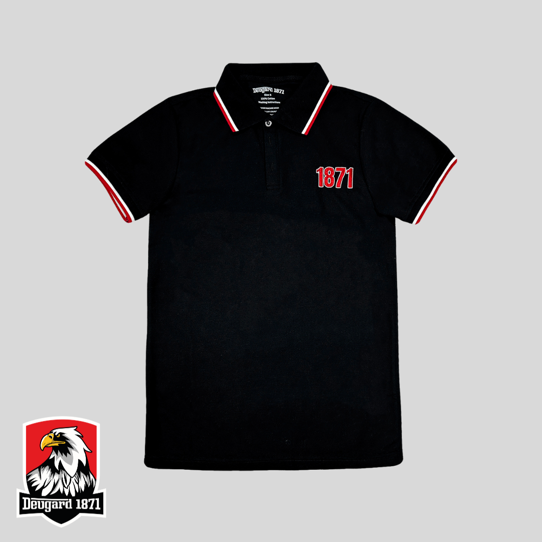 Schwarzes Polo Shirt mit 1871 Stickerei, Deutsches Reich