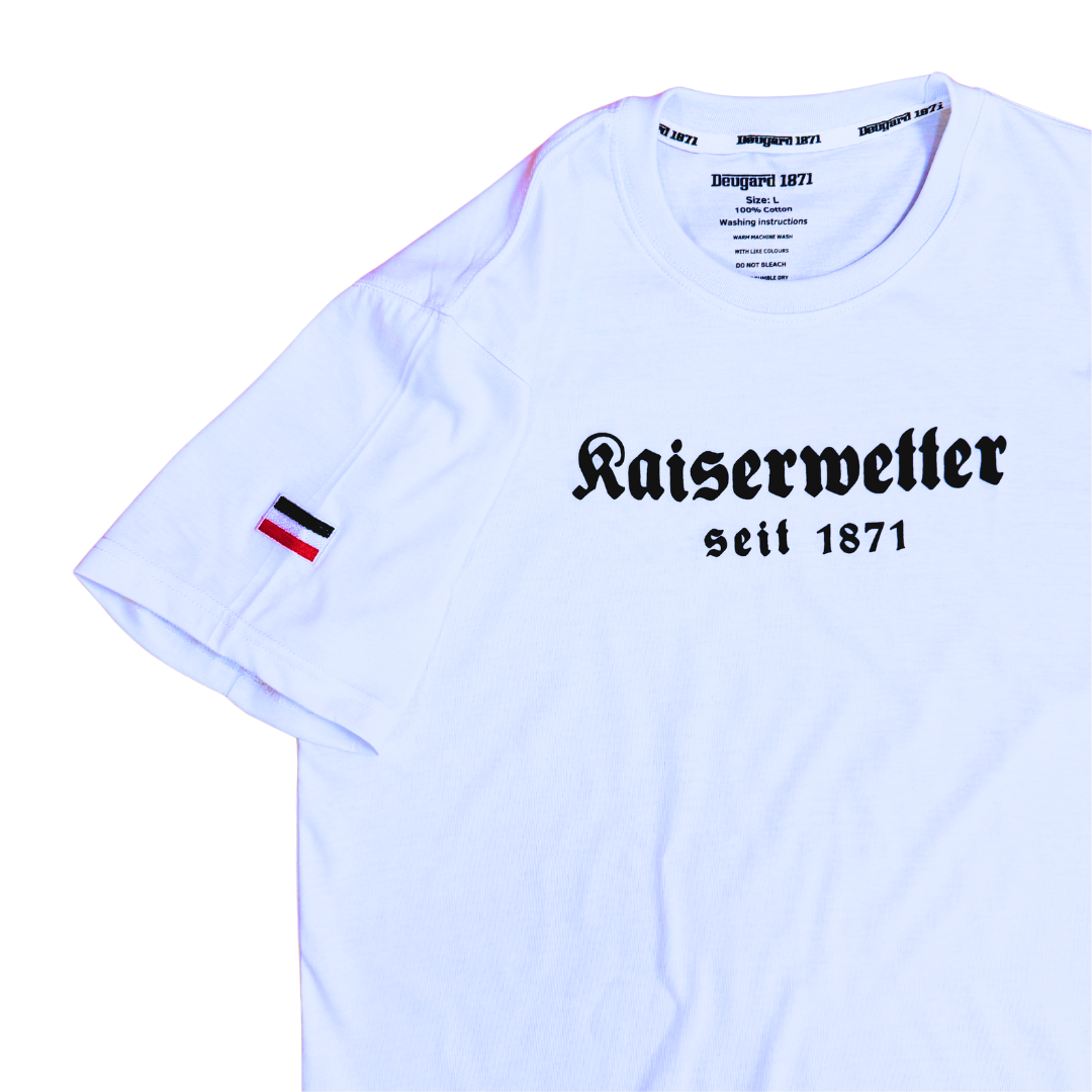 T-Shirt weiß, schwarzer Aufdruck Kaiserwetter 1871