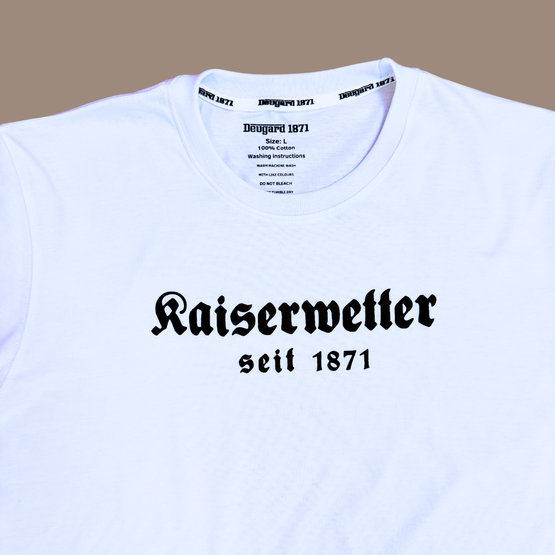 T-Shirt weiß, schwarzer Aufdruck Kaiserwetter 1871