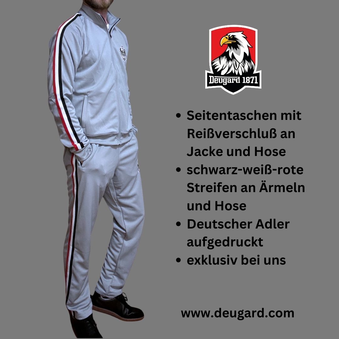 Grauer Trainingsanzug Deutsches Reich mit schwarz-weiß-roten Streifen