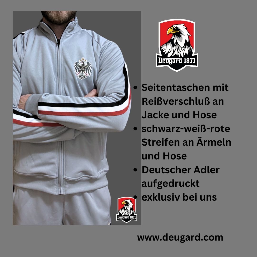 Grauer Trainingsanzug Deutsches Reich mit schwarz-weiß-roten Streifen