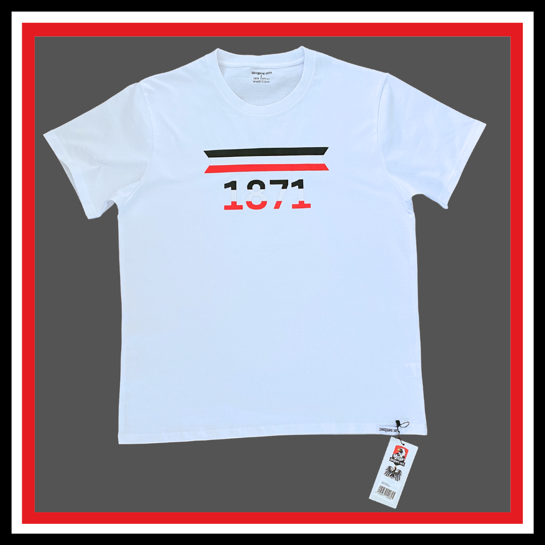 T-Shirt weiß 1871 mit Slikonaufdruck Flagge Deutsches Reich