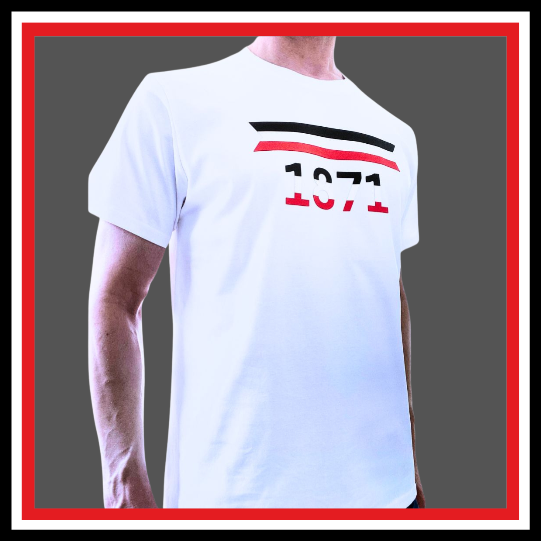 T-Shirt weiß 1871 mit Slikonaufdruck Flagge Deutsches Reich