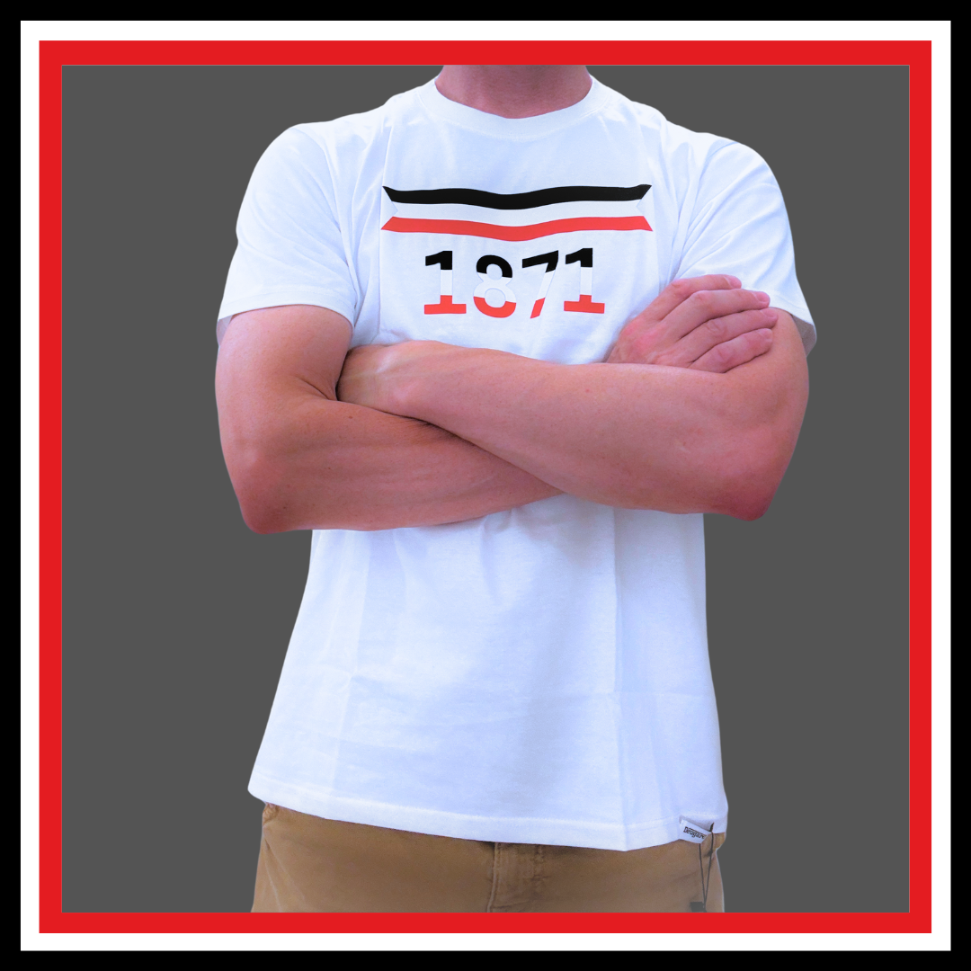T-Shirt weiß 1871 mit Slikonaufdruck Flagge Deutsches Reich