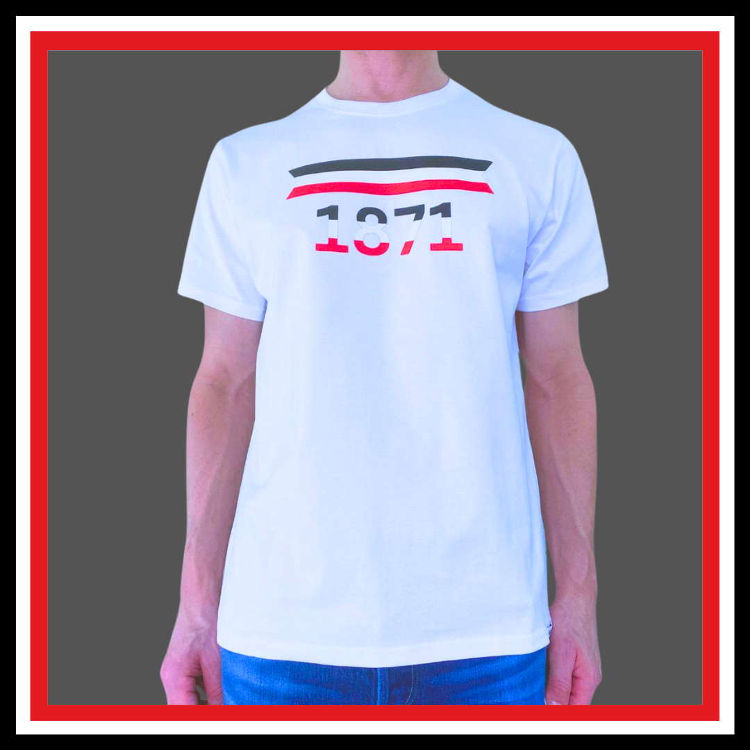 T-Shirt weiß 1871 mit Slikonaufdruck Flagge Deutsches Reich