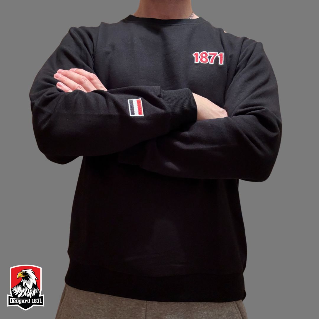 Schwarzes Sweatshirt 1871 mit Stickerei und Deutschlandflagge